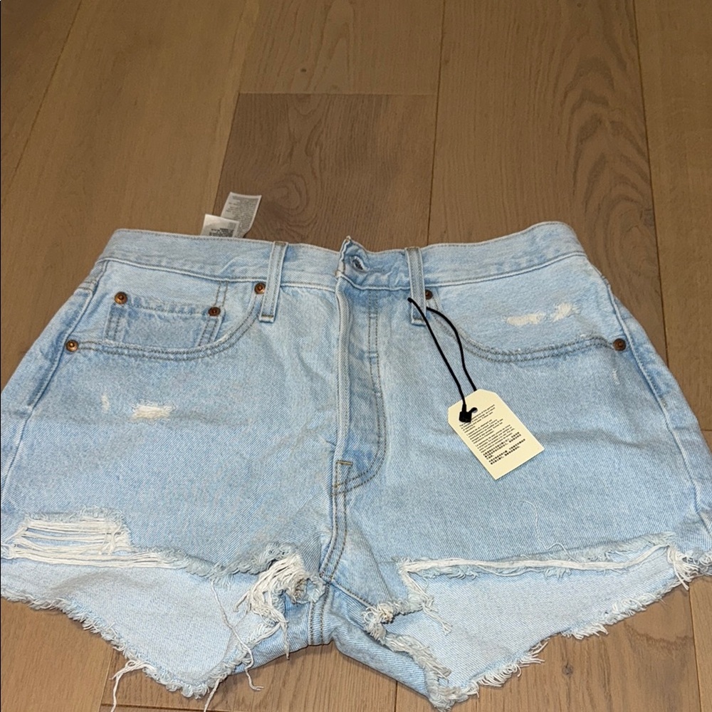 Levi's Blue Jean Shorts Distressed High-Waisted